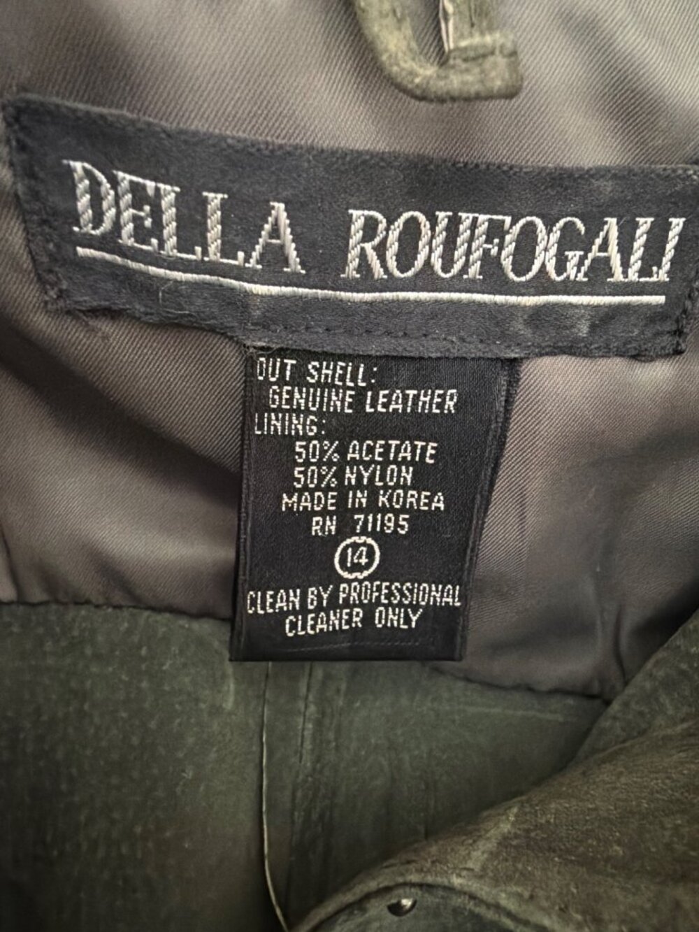 Vintage Della Roufogali Olive Green Suede Leather Safari Shirt Dress Size 10 - Picture 4 of 14